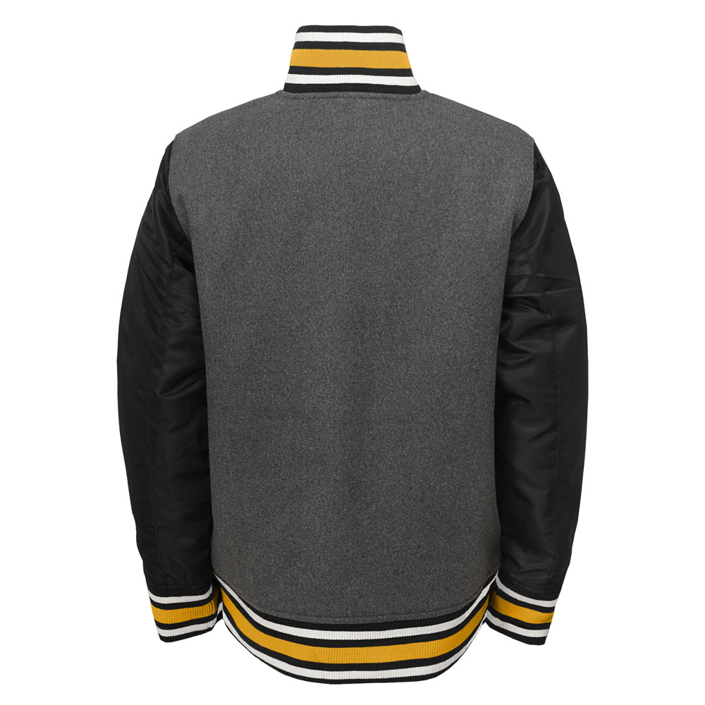 TheSportsDen.ca: Boston Bruins Youth Letterman Full-Snap Varsity Jacket